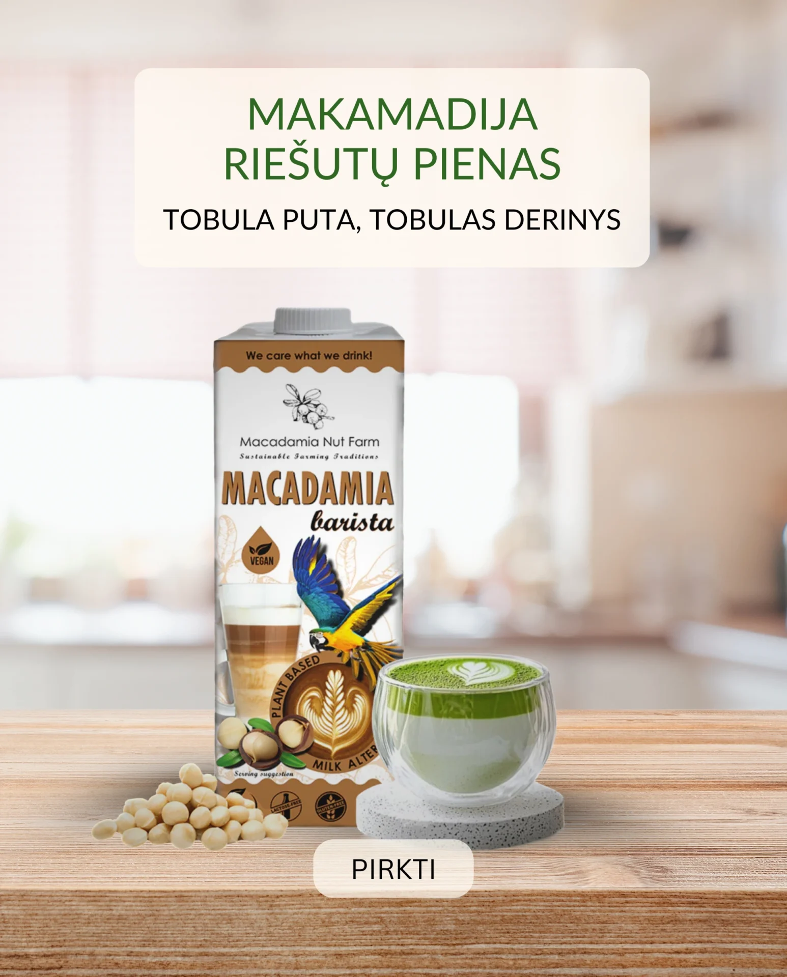 Makadamiju pienas