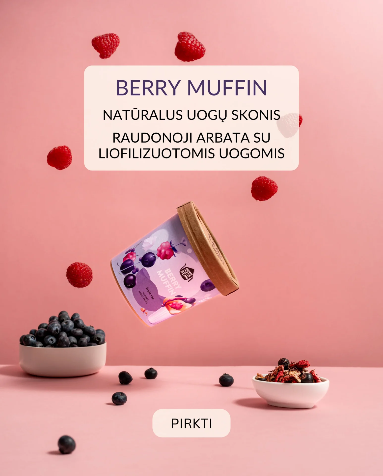 Berry Muffin uogu raudonoji arbata